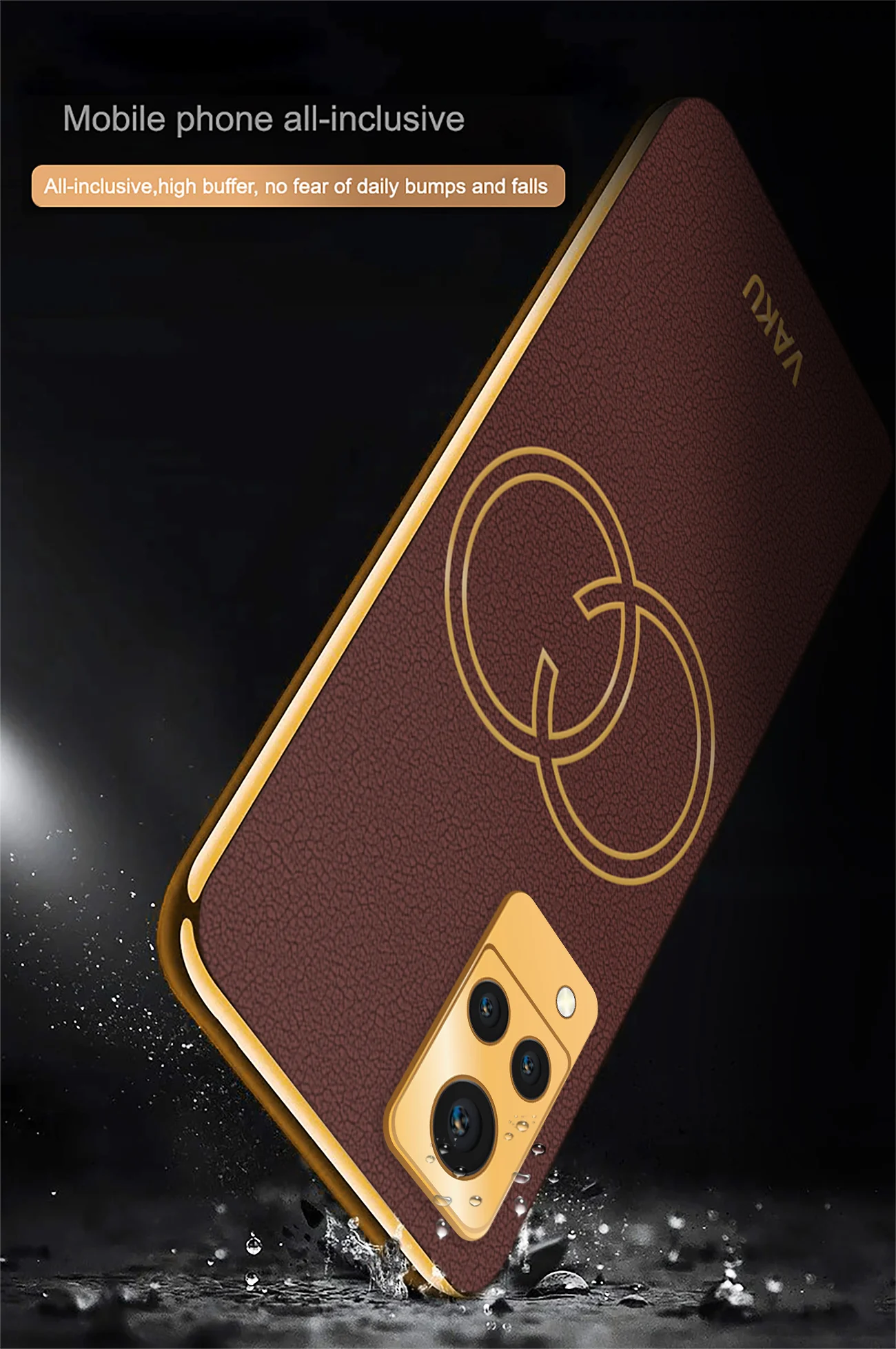 Vaku® Vivo V21 5G Skylar Leather Finish Gold Electroplated Soft TPU Back Cover - Image 13