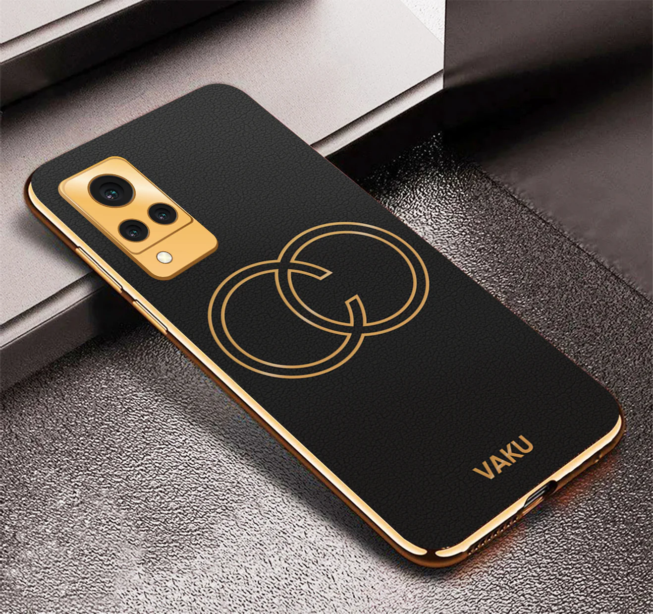 Vaku® Vivo V21 5G Skylar Leather Finish Gold Electroplated Soft TPU Back Cover - Image 15