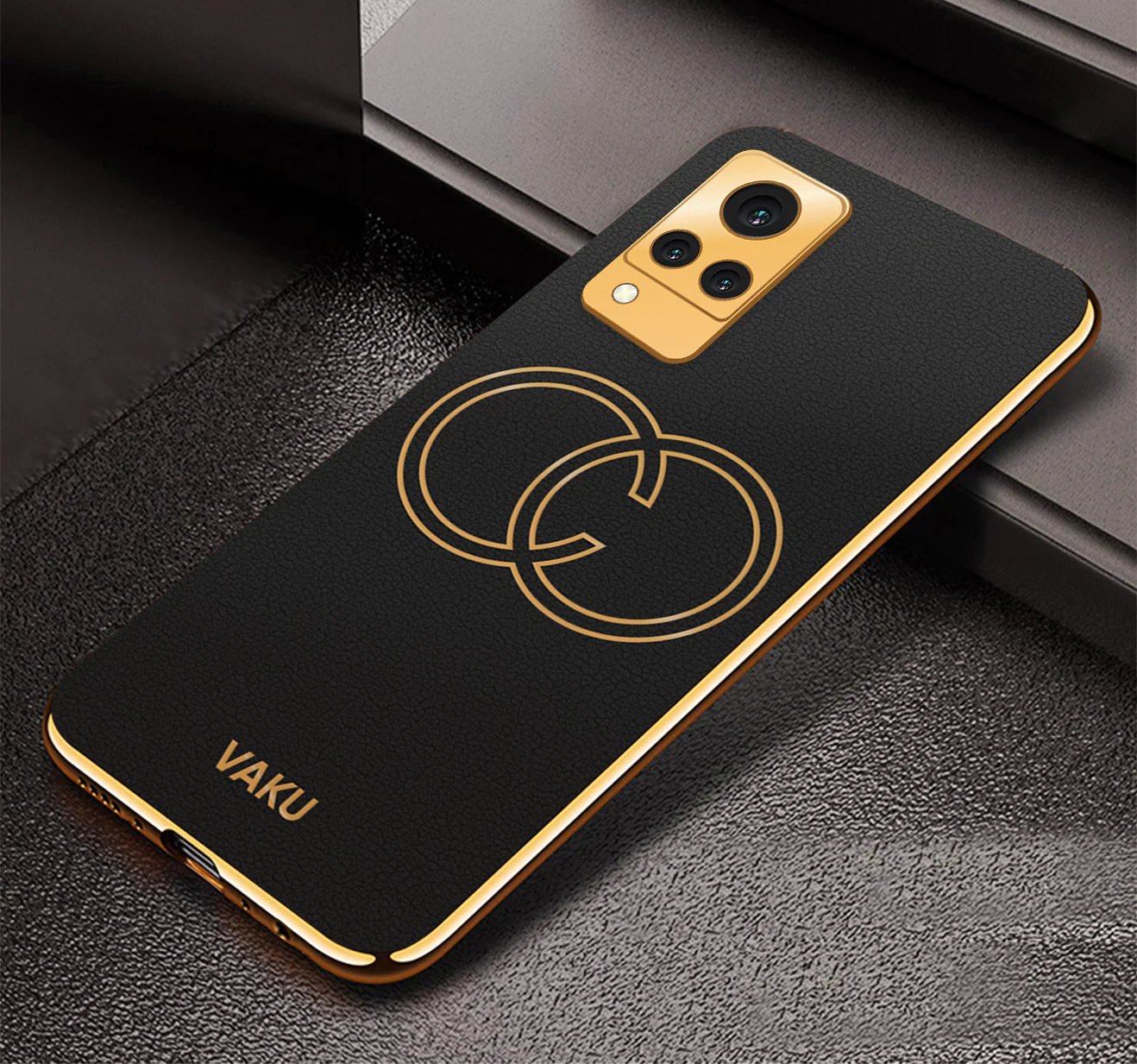 Vaku® Vivo V21 5G Skylar Leather Finish Gold Electroplated Soft TPU Back Cover - Image 8
