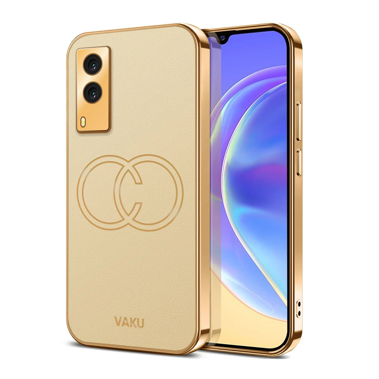 Vaku® Vivo V21e 5G Skylar Leather Finish Gold Electroplated Soft TPU Back Cover - Image 10