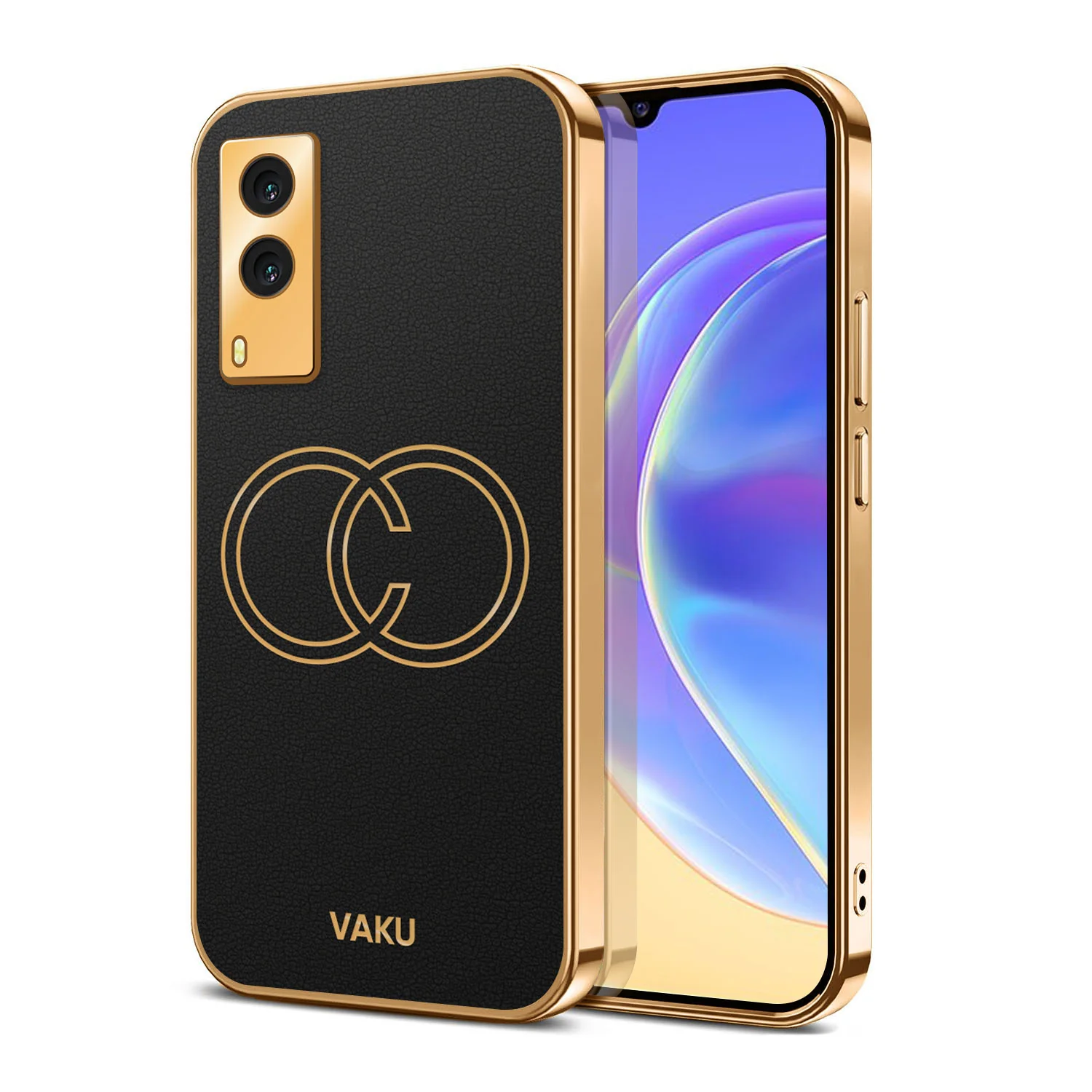 Vaku® Vivo V21e 5G Skylar Leather Finish Gold Electroplated Soft TPU Back Cover - Image 17