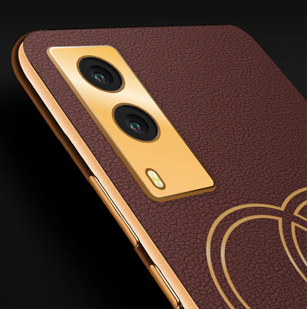 Vaku® Vivo V21e 5G Skylar Leather Finish Gold Electroplated Soft TPU Back Cover - Image 2