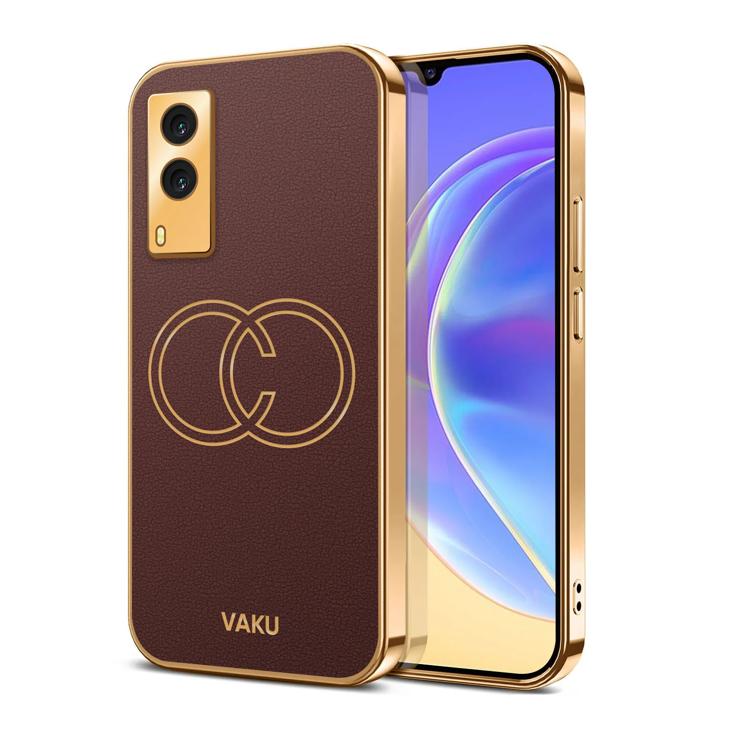 Vaku® Vivo V21e 5G Skylar Leather Finish Gold Electroplated Soft TPU Back Cover - Image 4