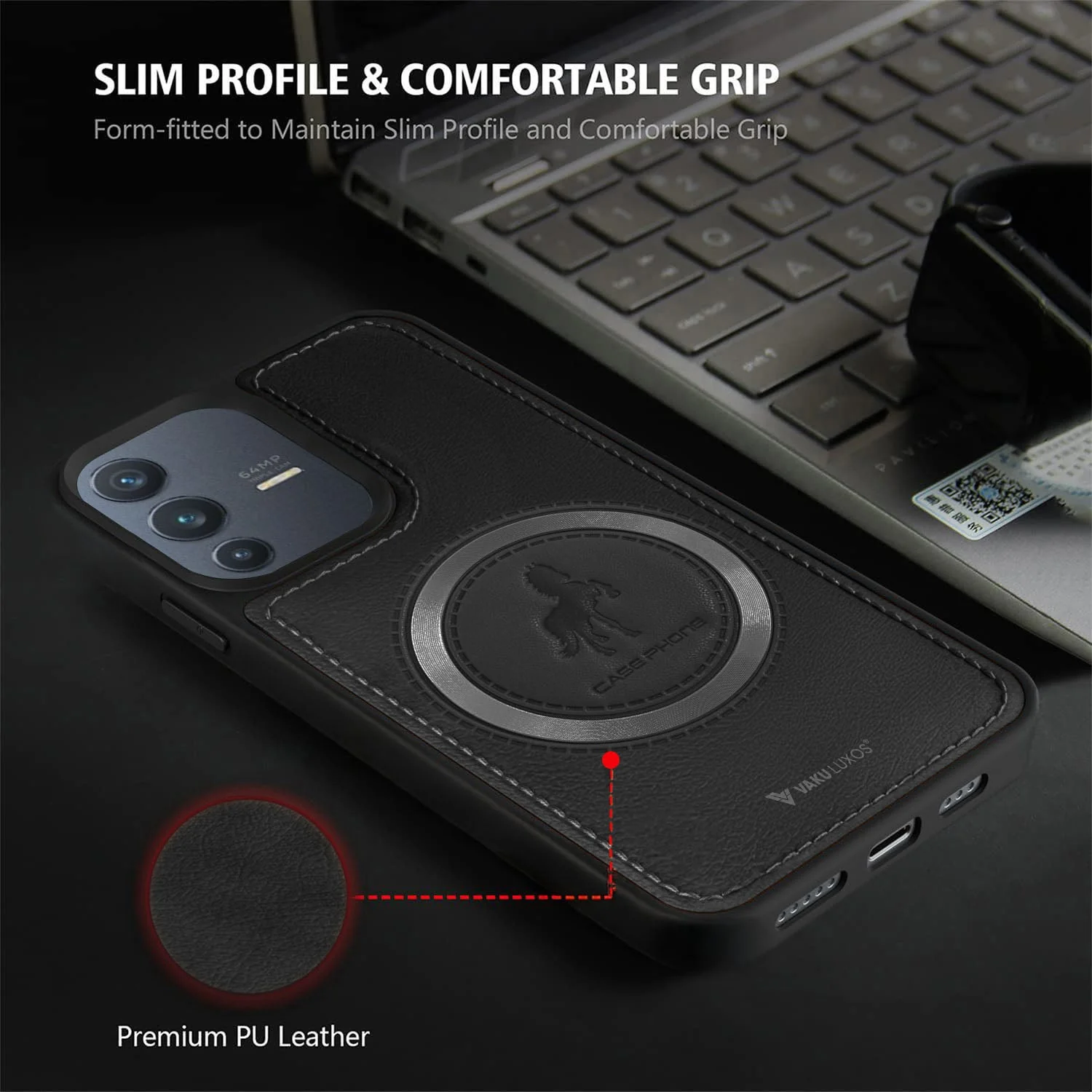 Vaku ® Vivo V23 5G Astrid Luxury PU Leather Back Cover - Image 11