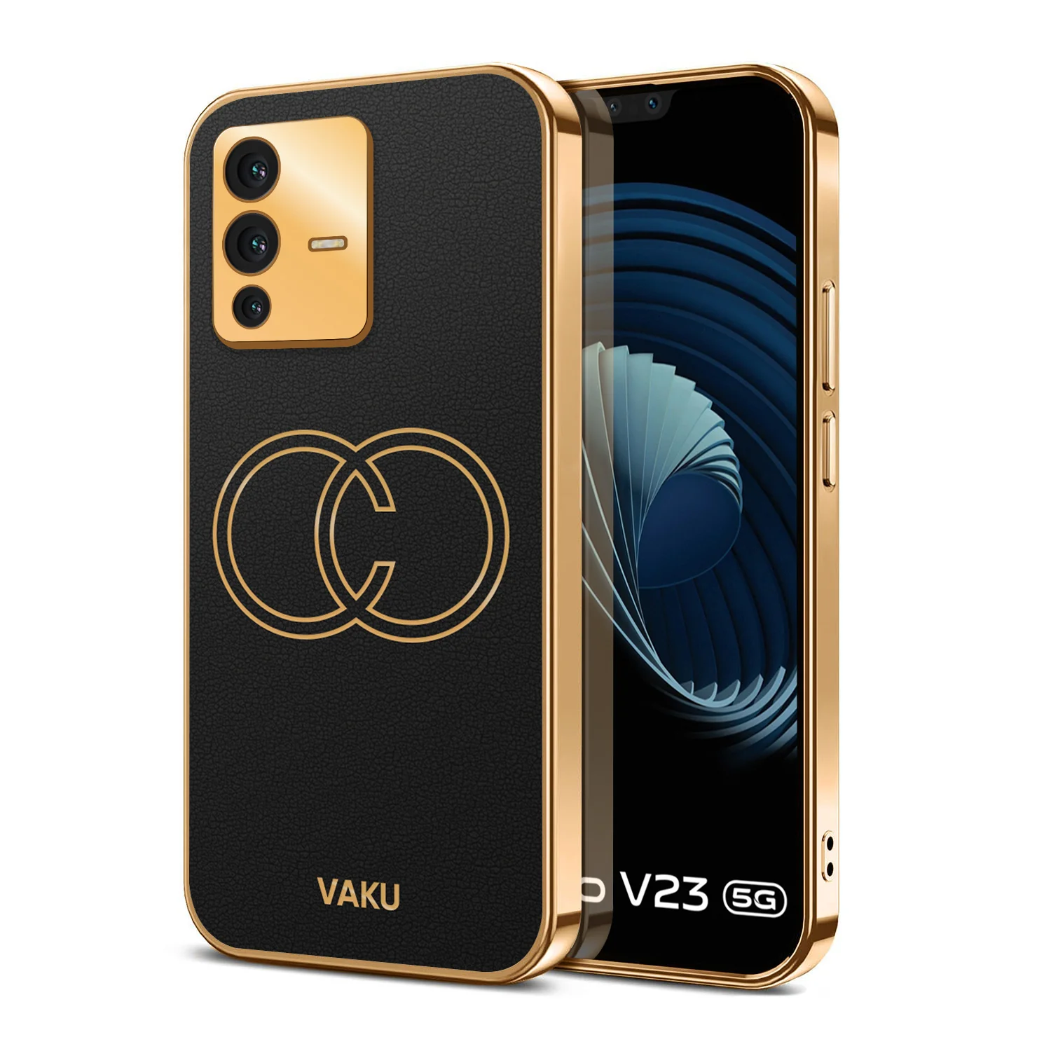 Vaku® Vivo V23 5G Skylar Leather Pattern Gold Electroplated Soft TPU Back Cover - Image 17