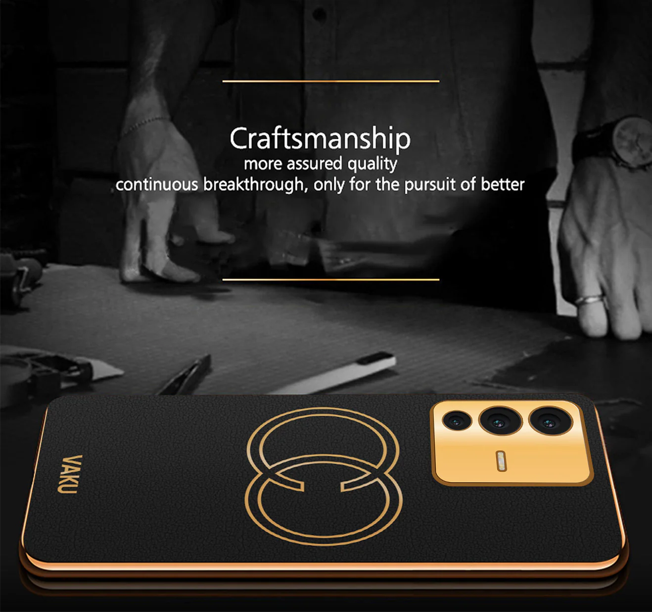 Vaku® Vivo V23 5G Skylar Leather Pattern Gold Electroplated Soft TPU Back Cover - Image 3