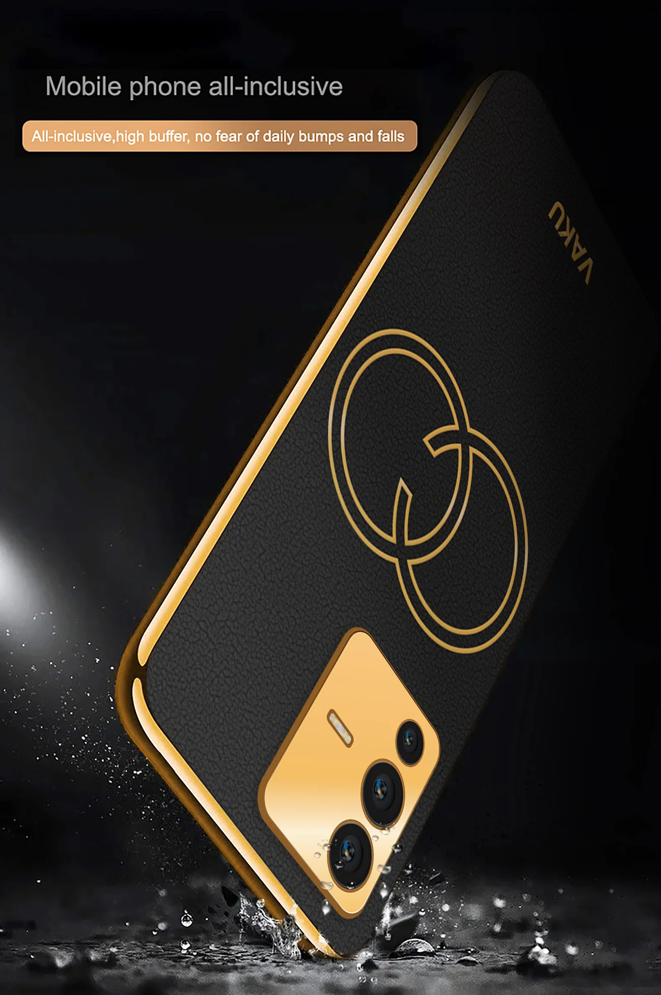 Vaku® Vivo V23 5G Skylar Leather Pattern Gold Electroplated Soft TPU Back Cover - Image 7