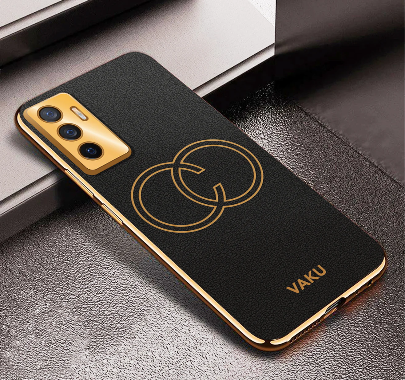Vaku® Vivo V23e 5G Skylar Leather Pattern Gold Electroplated Soft TPU Back Cover - Image 10
