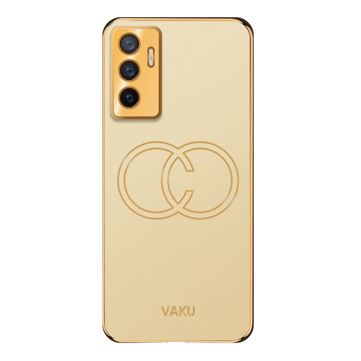 Vaku® Vivo V23e 5G Skylar Leather Pattern Gold Electroplated Soft TPU Back Cover - Image 4