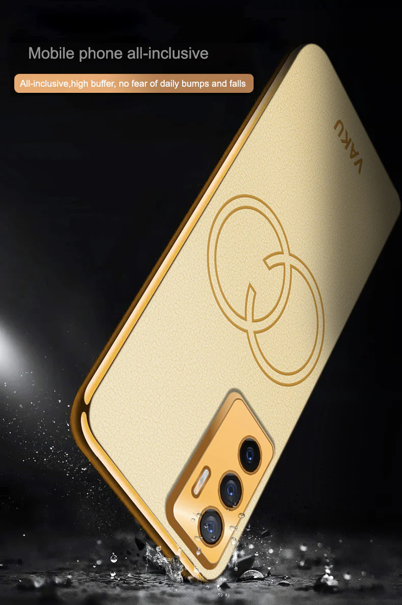 Vaku® Vivo V23e 5G Skylar Leather Pattern Gold Electroplated Soft TPU Back Cover - Image 9