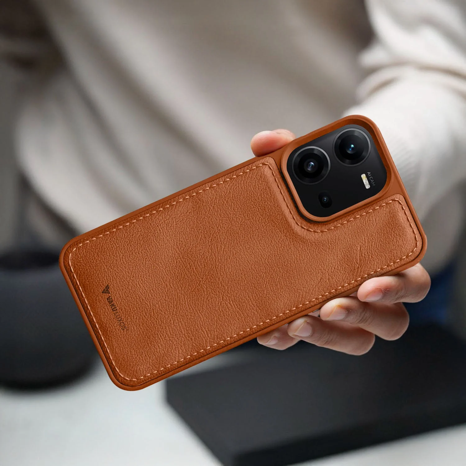 Vaku ® Vivo V25 5G Luxe Premium Leather Stitched Protective Back Cover - Image 12