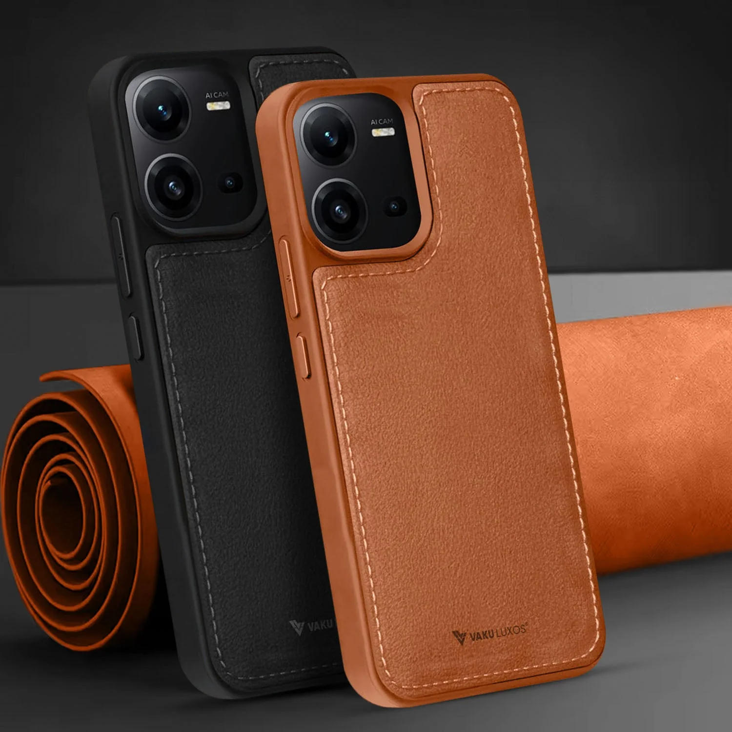 Vaku ® Vivo V25 5G Luxe Premium Leather Stitched Protective Back Cover - Image 13