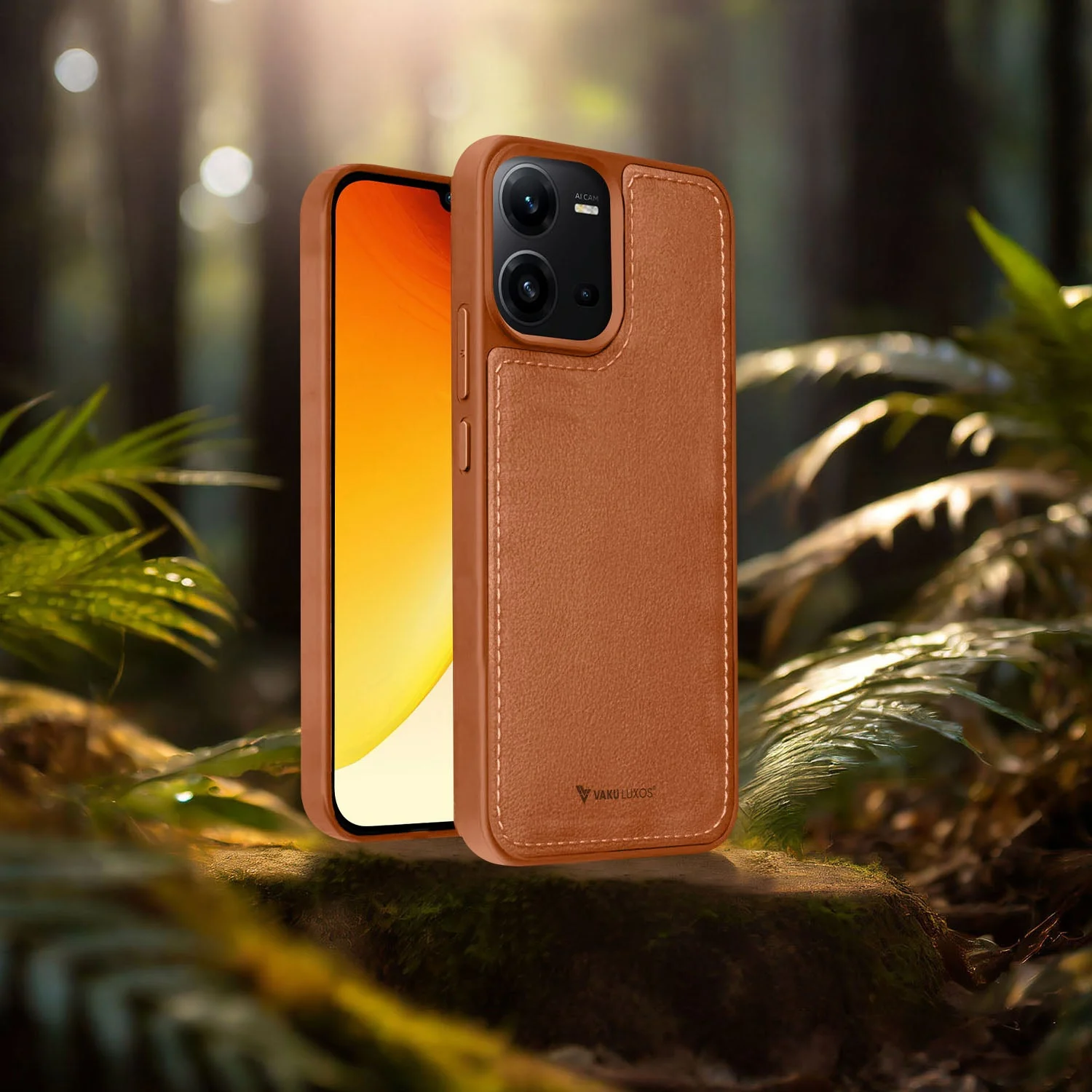 Vaku ® Vivo V25 5G Luxe Premium Leather Stitched Protective Back Cover - Image 14