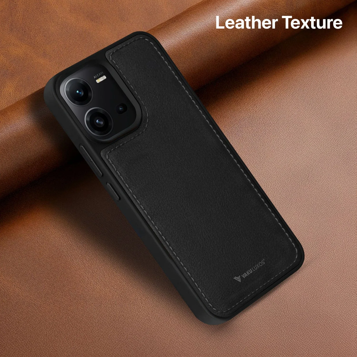 Vaku ® Vivo V25 5G Luxe Premium Leather Stitched Protective Back Cover - Image 7