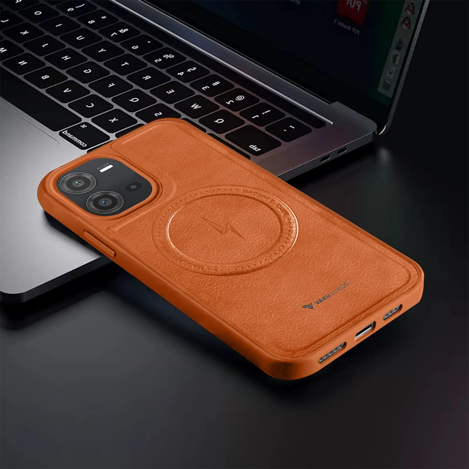 Vaku ® Vivo V25 5G Maxtron Leather Stitched Magnetic Magsafe Back Cover - Image 11