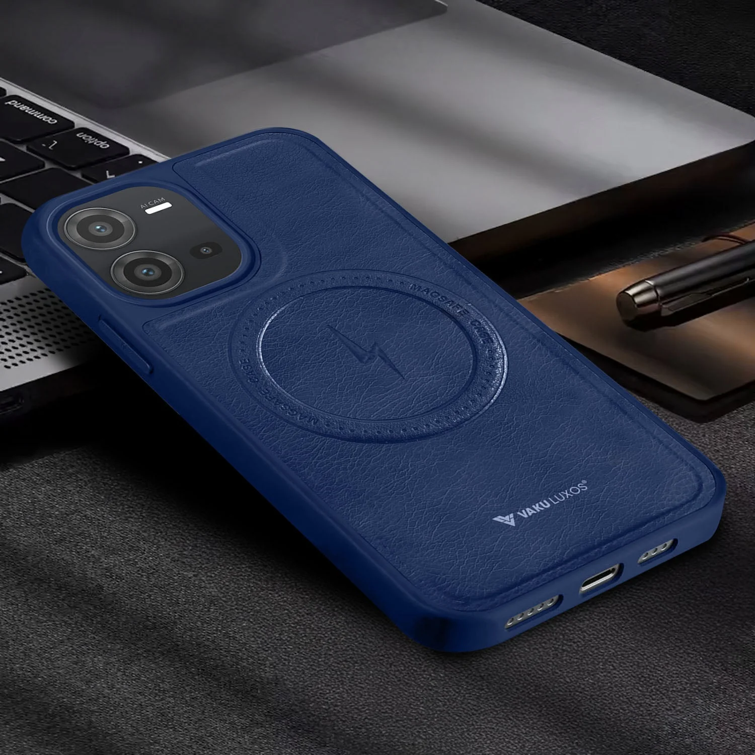 Vaku ® Vivo V25 5G Maxtron Leather Stitched Magnetic Magsafe Back Cover - Image 15