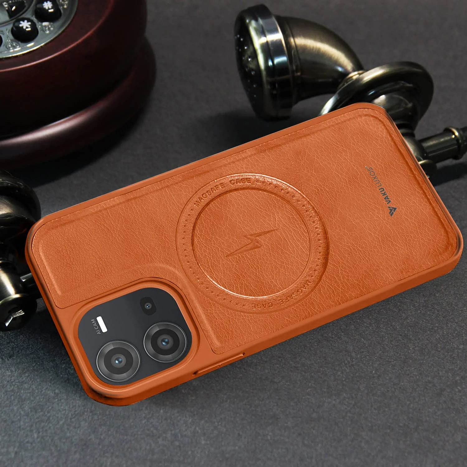 Vaku ® Vivo V25 5G Maxtron Leather Stitched Magnetic Magsafe Back Cover - Image 4