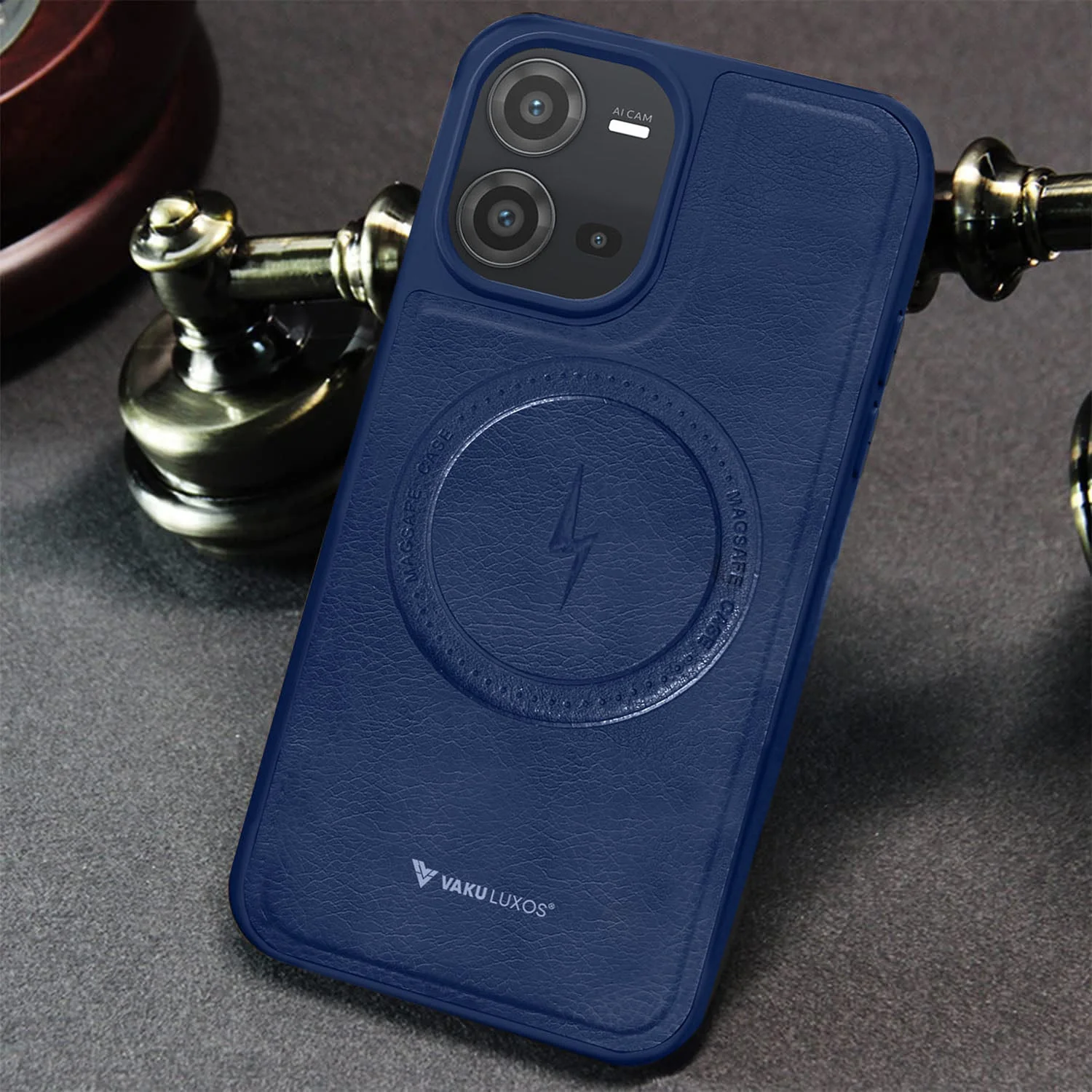Vaku ® Vivo V25 5G Maxtron Leather Stitched Magnetic Magsafe Back Cover - Image 7
