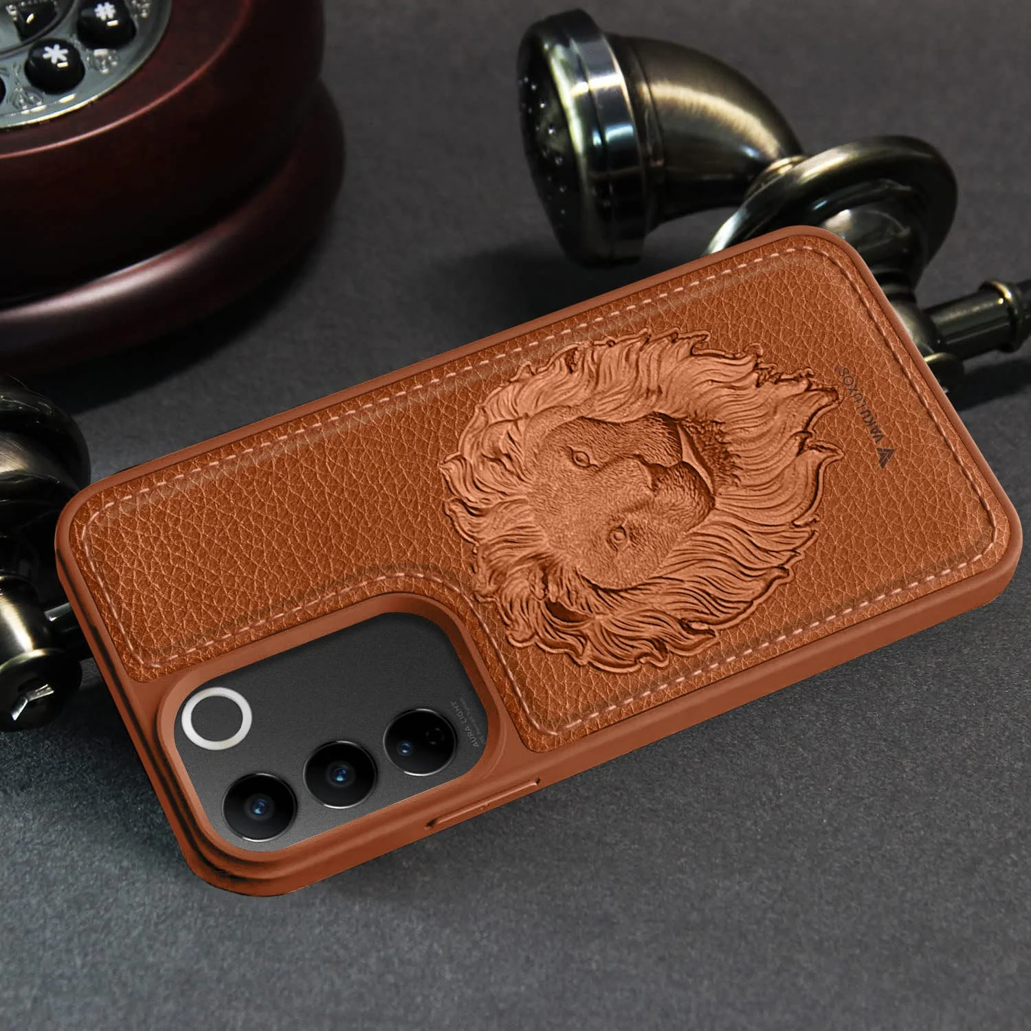 Vaku ® Vivo V27 5G Lion Embossed Luxury Designer Leather Back Cover - Image 11