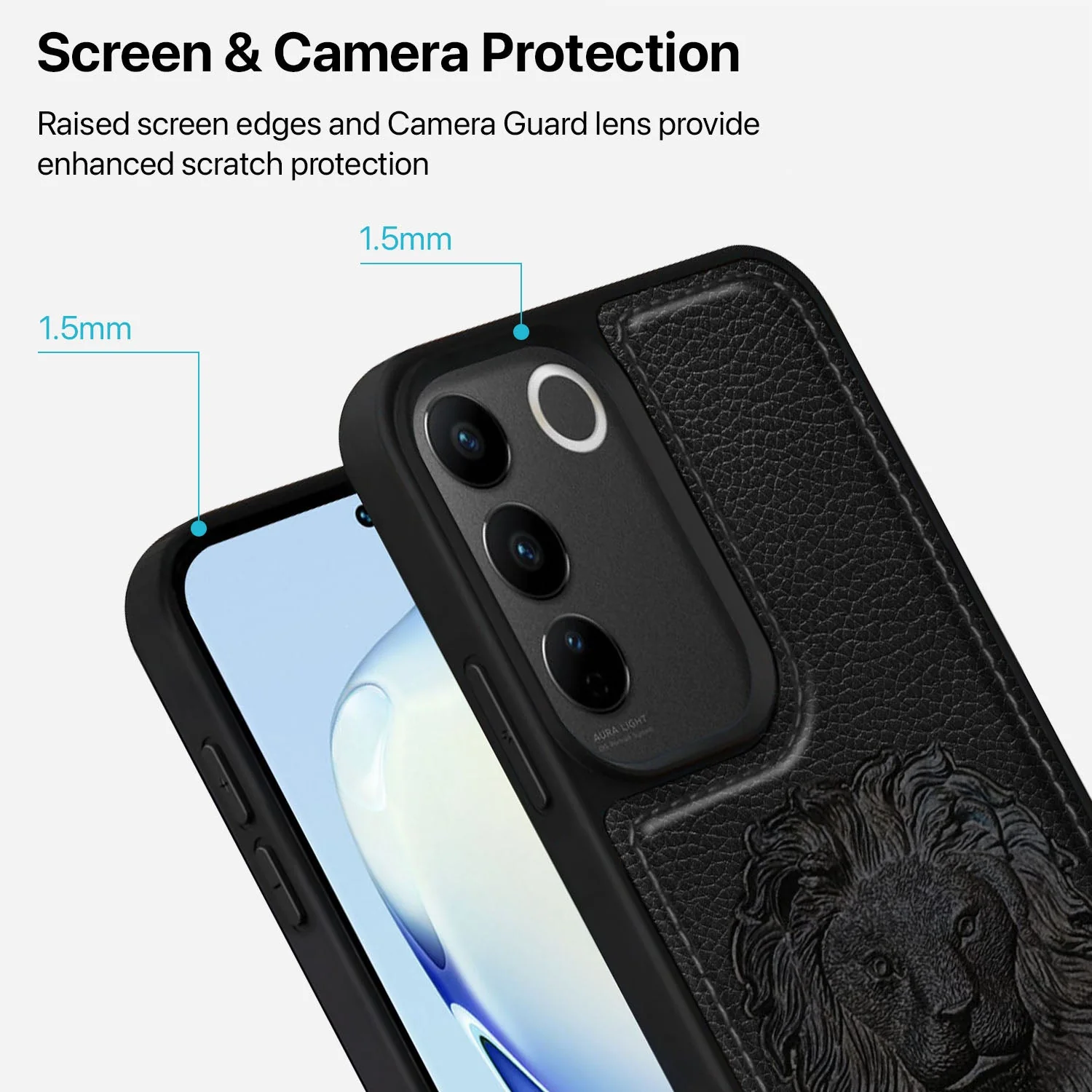 Vaku ® Vivo V27 5G Lion Embossed Luxury Designer Leather Back Cover - Image 4