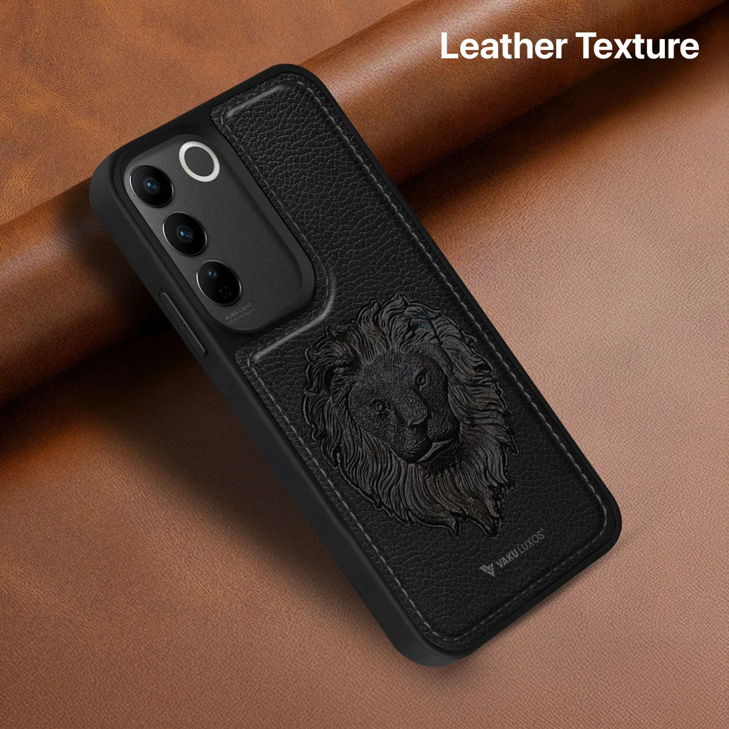 Vaku ® Vivo V27 5G Lion Embossed Luxury Designer Leather Back Cover - Image 7