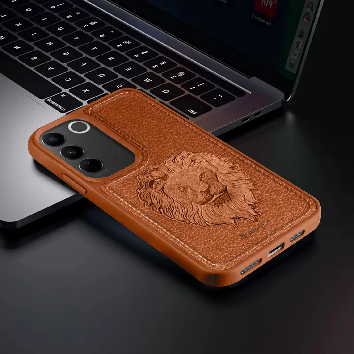 Vaku ® Vivo V27 5G Lion Embossed Luxury Designer Leather Back Cover - Image 8