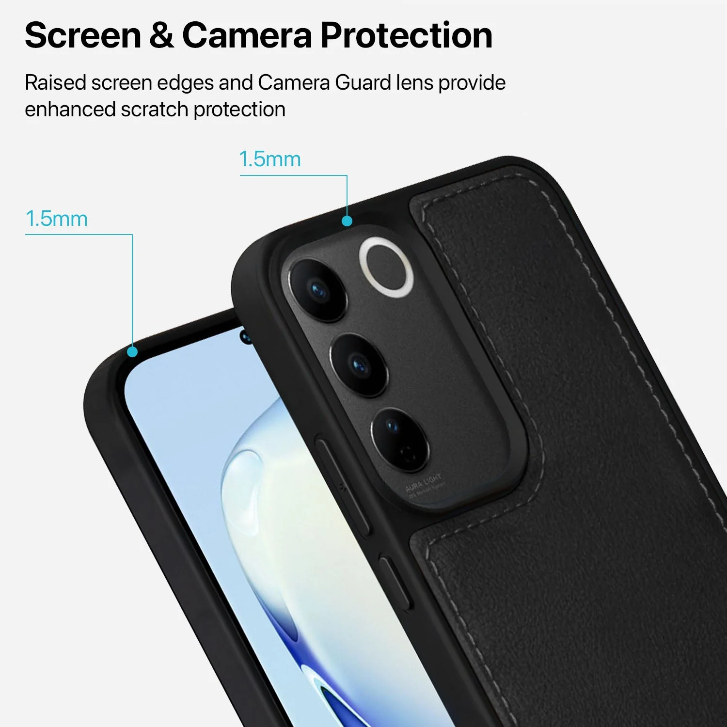 Vaku ® Vivo V27 5G Luxe Premium Leather Stitched Protective Back Cover - Image 2