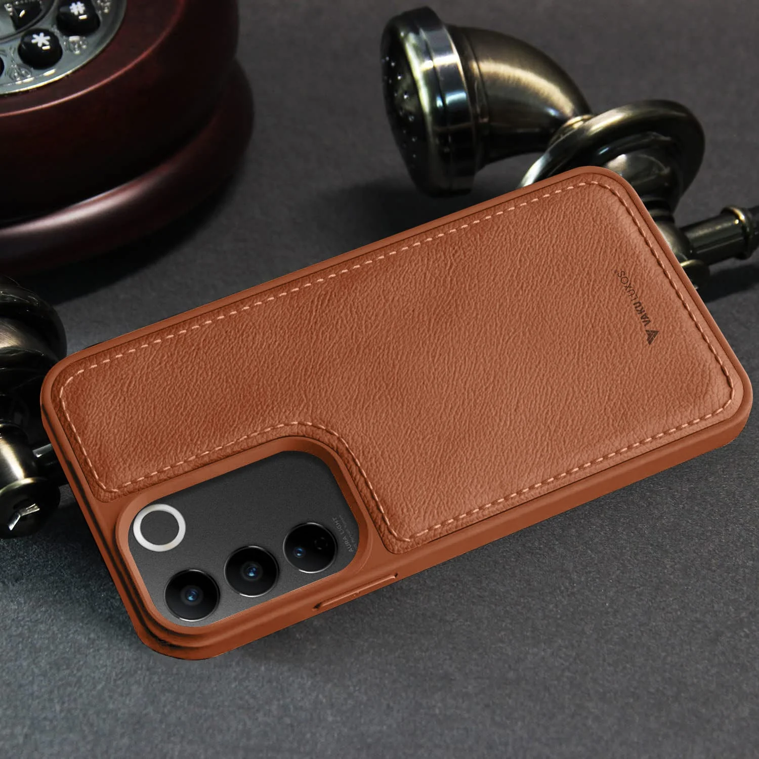 Vaku ® Vivo V27 5G Luxe Premium Leather Stitched Protective Back Cover - Image 9