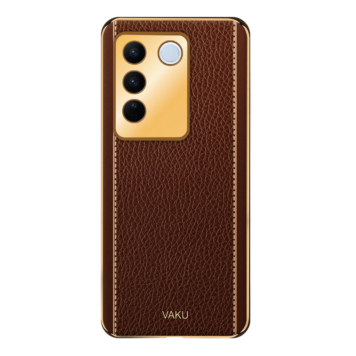 Vaku® Vivo V27 5G Luxemberg Leather Pattern Gold Electroplated Soft TPU Back Cover - Image 4