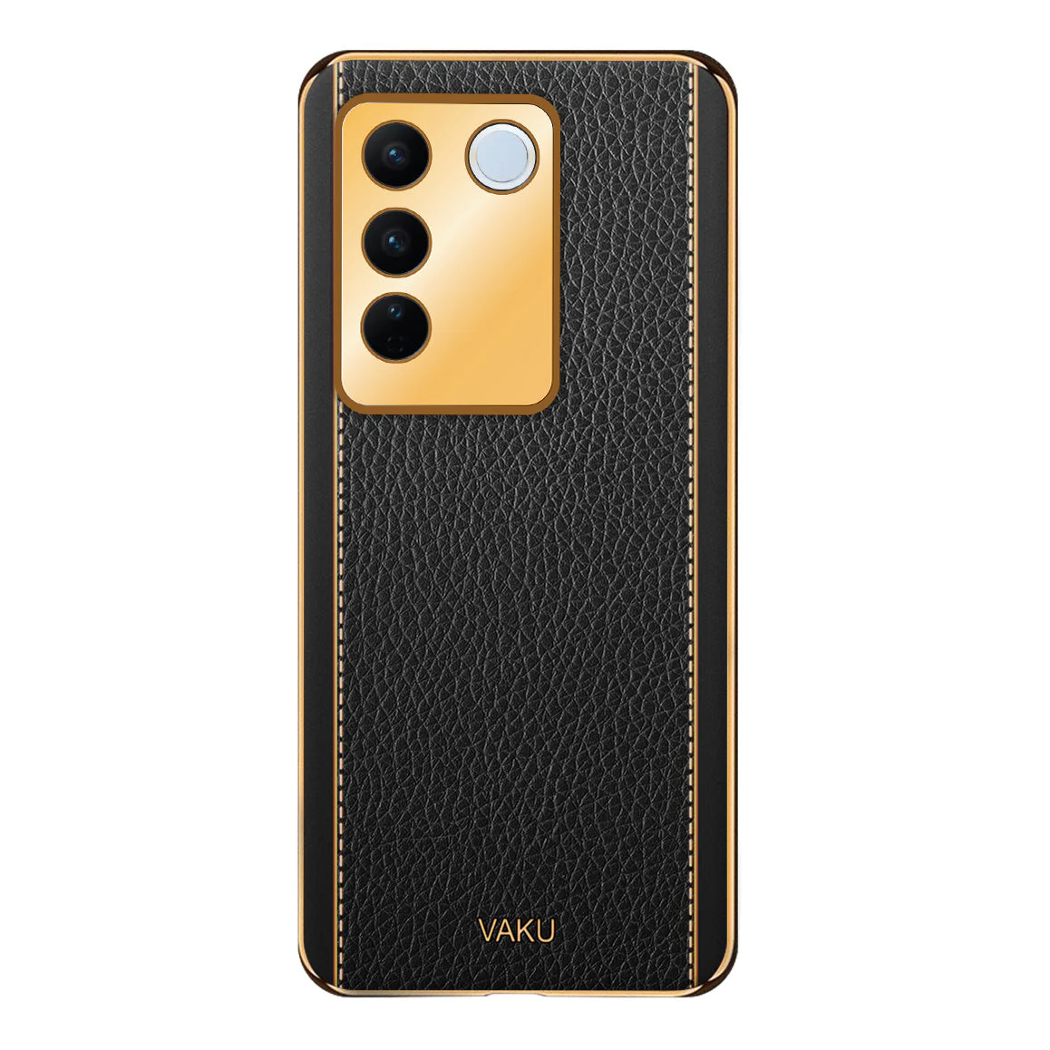 Vaku® Vivo V27 5G Luxemberg Leather Pattern Gold Electroplated Soft TPU Back Cover - Image 9