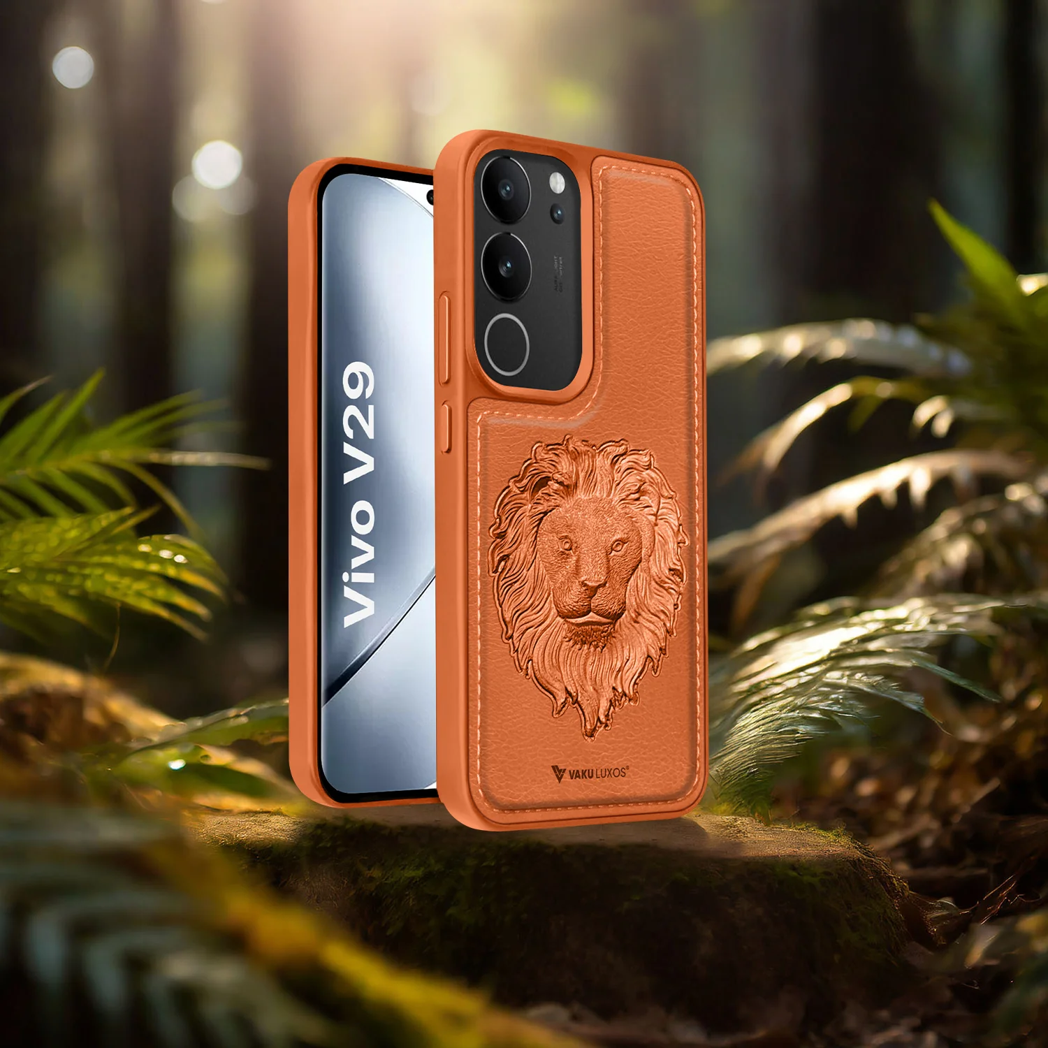 Vaku ® Vivo V29 5G Lion Embossed Luxury Designer Leather Back Cover - Image 10