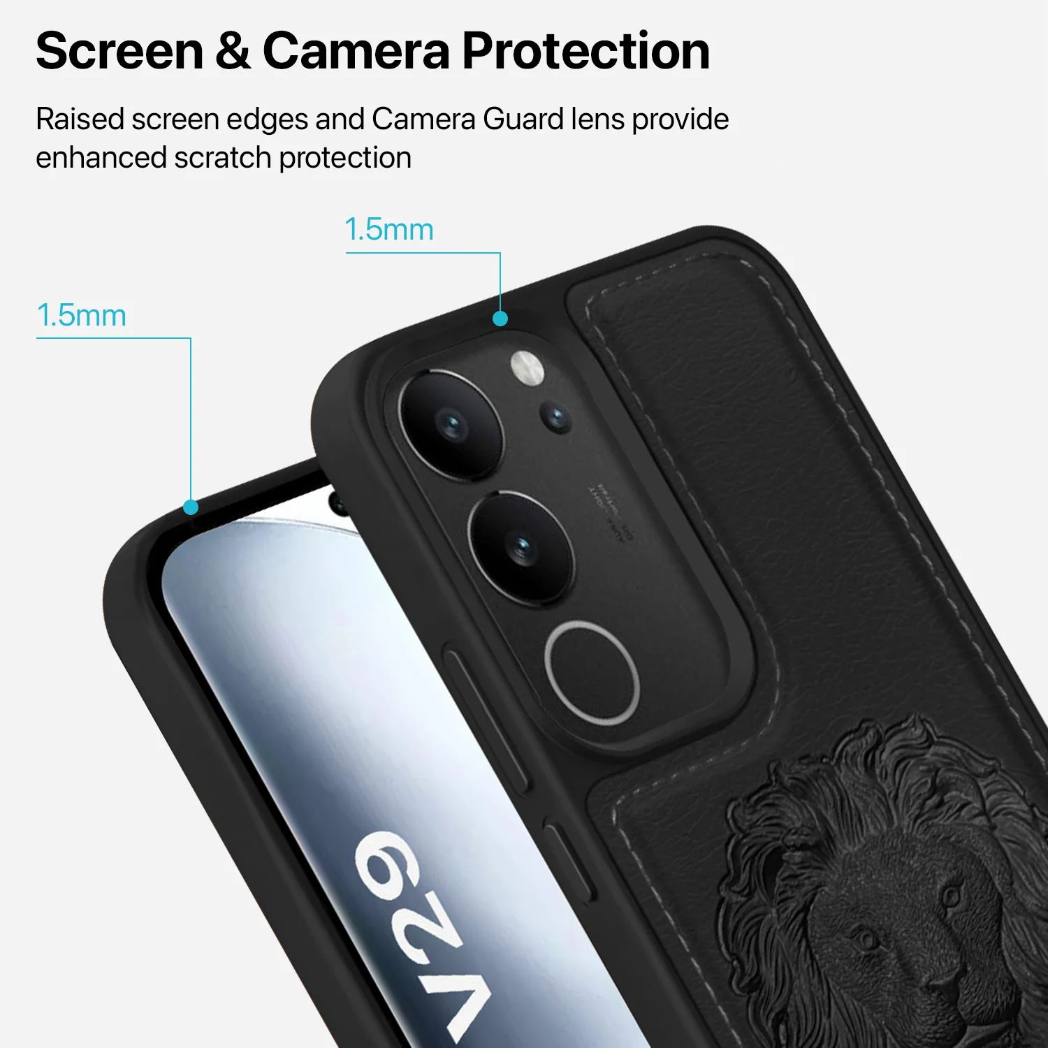 Vaku ® Vivo V29 5G Lion Embossed Luxury Designer Leather Back Cover - Image 3