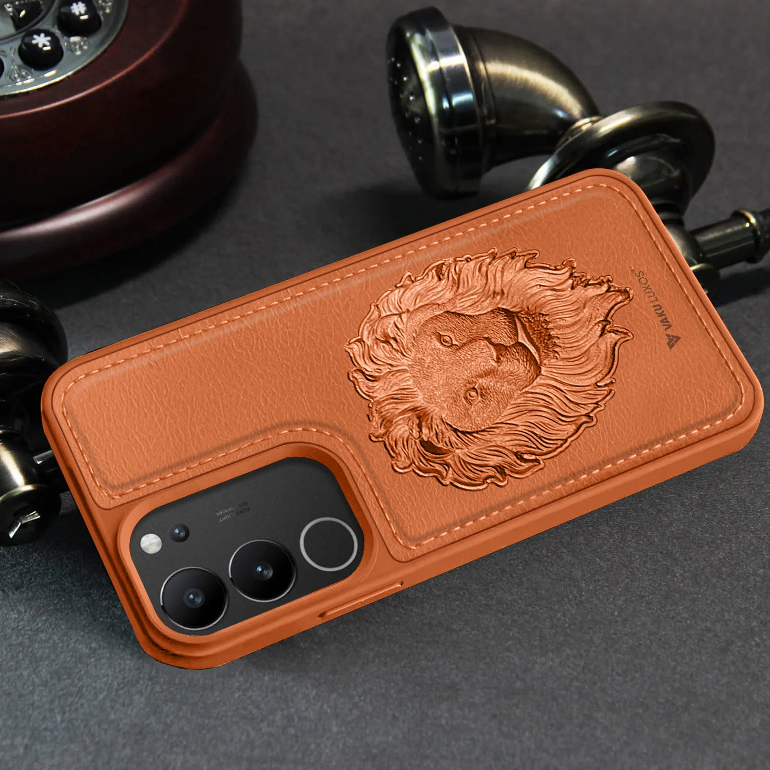 Vaku ® Vivo V29 5G Lion Embossed Luxury Designer Leather Back Cover - Image 5