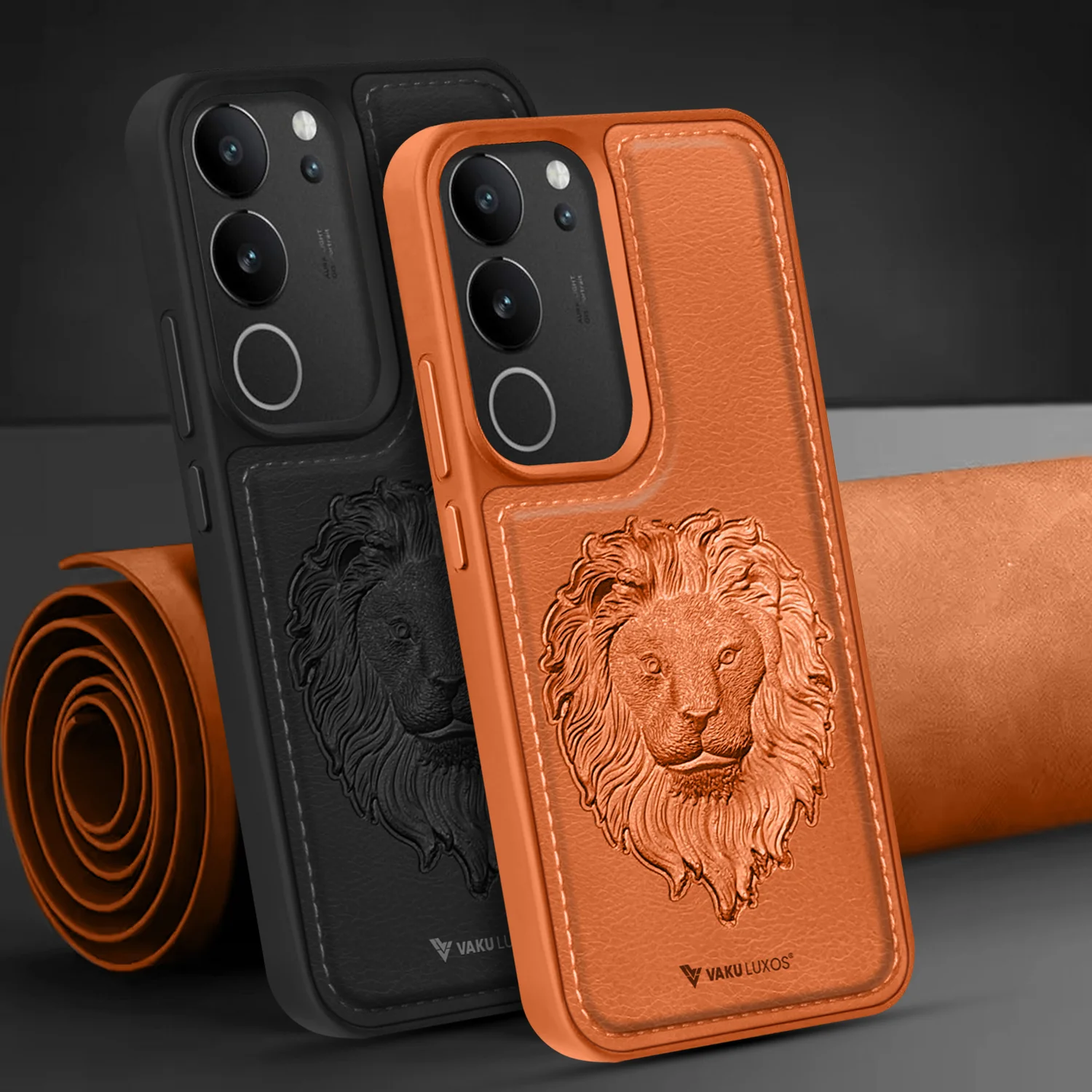 Vaku ® Vivo V29 5G Lion Embossed Luxury Designer Leather Back Cover - Image 6