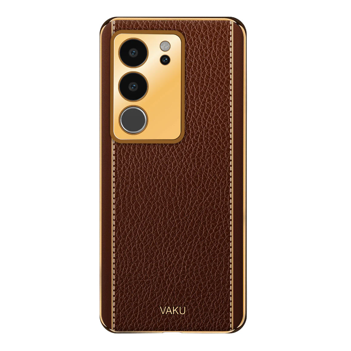 Vaku® Vivo V29 5G Luxemberg Leather Pattern Gold Electroplated Soft TPU Back Cover - Image 5