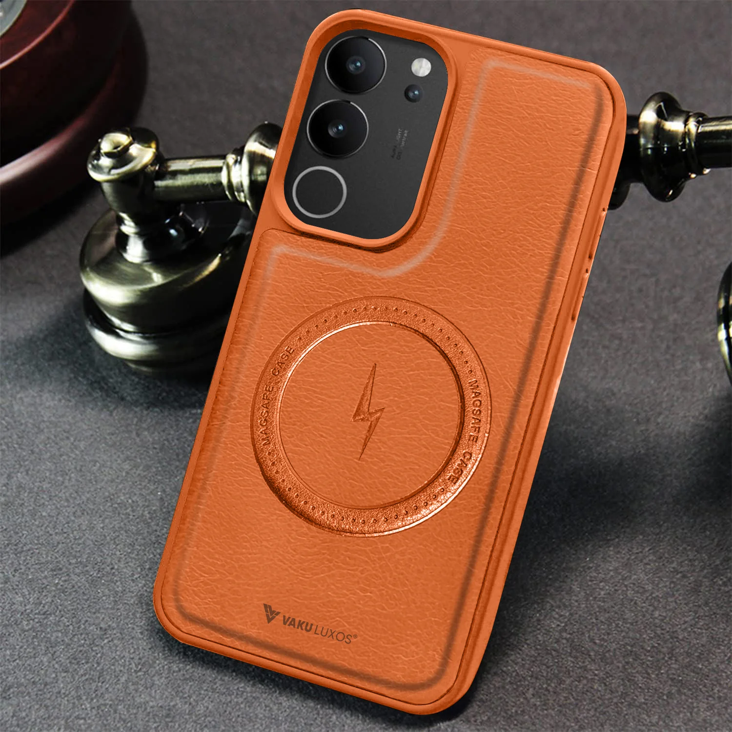 Vaku ® Vivo V29 5G Maxtron Leather Stitched Magnetic Magsafe Back Cover - Image 10