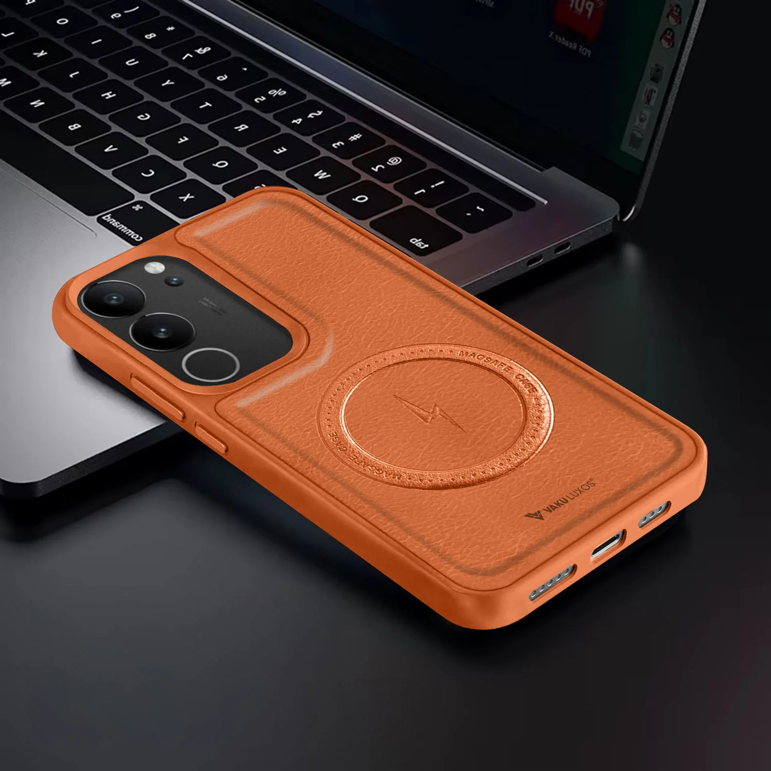 Vaku ® Vivo V29 5G Maxtron Leather Stitched Magnetic Magsafe Back Cover - Image 13