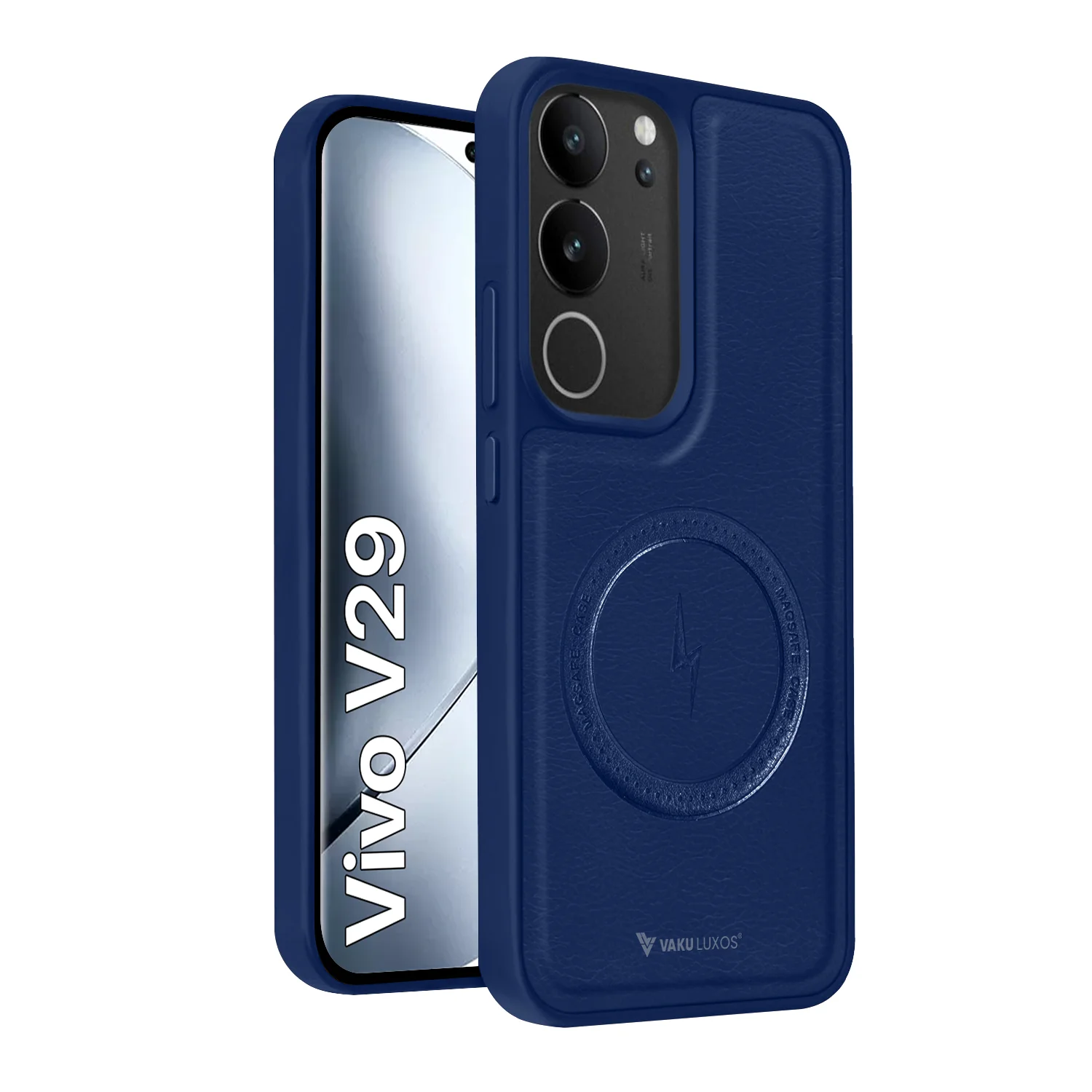 Vaku ® Vivo V29 5G Maxtron Leather Stitched Magnetic Magsafe Back Cover - Image 3