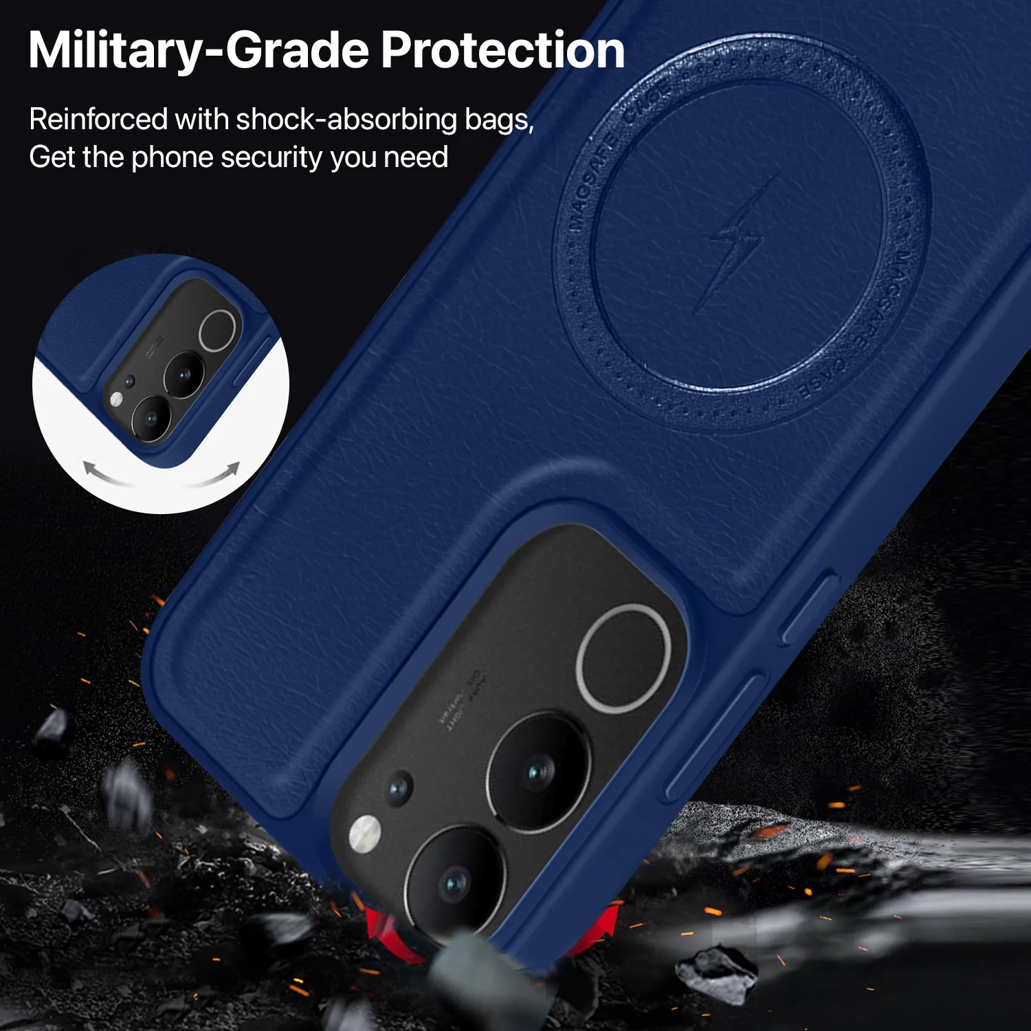 Vaku ® Vivo V29 5G Maxtron Leather Stitched Magnetic Magsafe Back Cover - Image 4