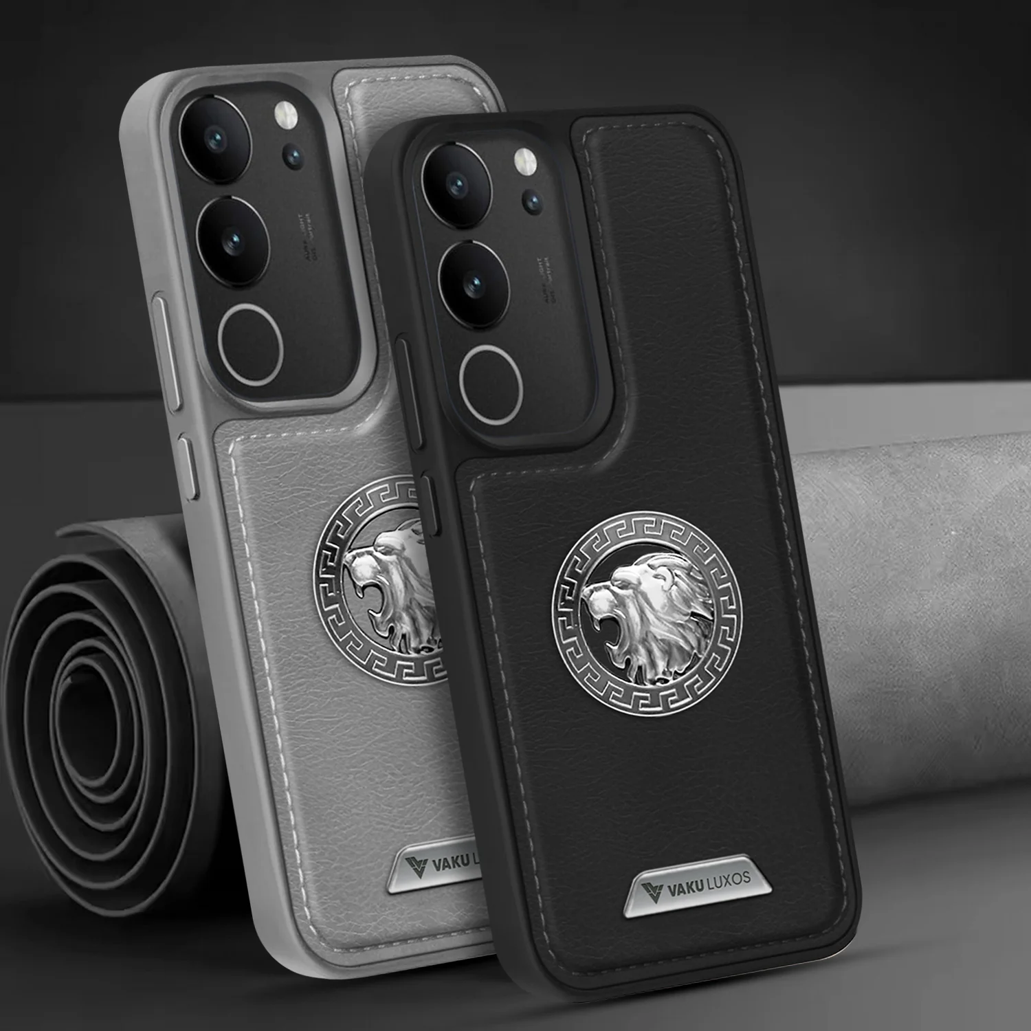 Vaku ® Vivo V29 5G Regal Shield Metal Lion Engraved Leather Back Cover - Image 12