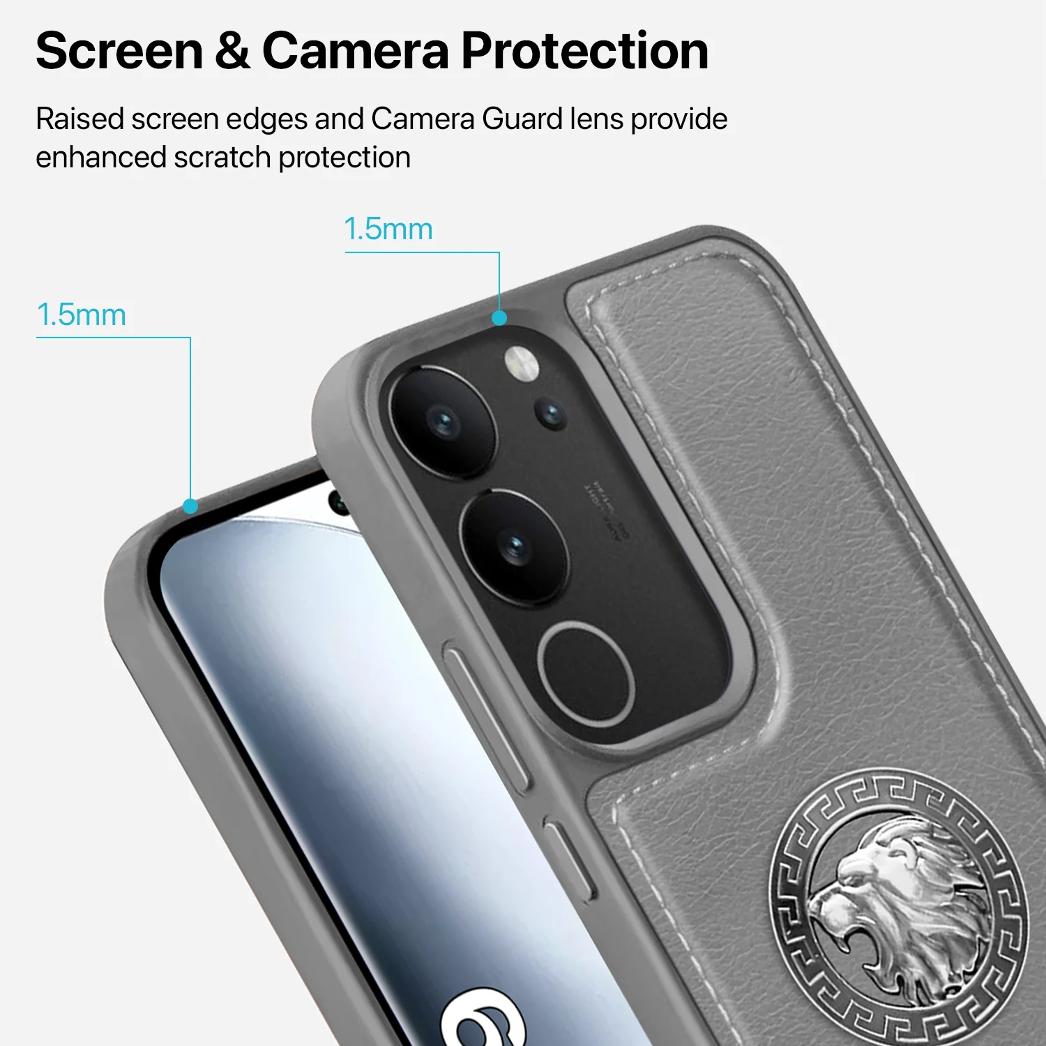 Vaku ® Vivo V29 5G Regal Shield Metal Lion Engraved Leather Back Cover - Image 5