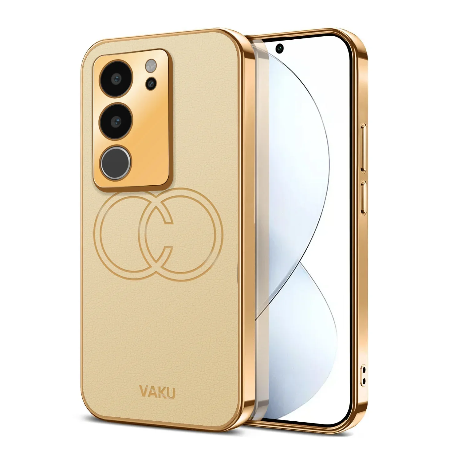 Vaku® Vivo V29 5G Skylar Leather Pattern Gold Electroplated Soft TPU Back Cover - Image 12
