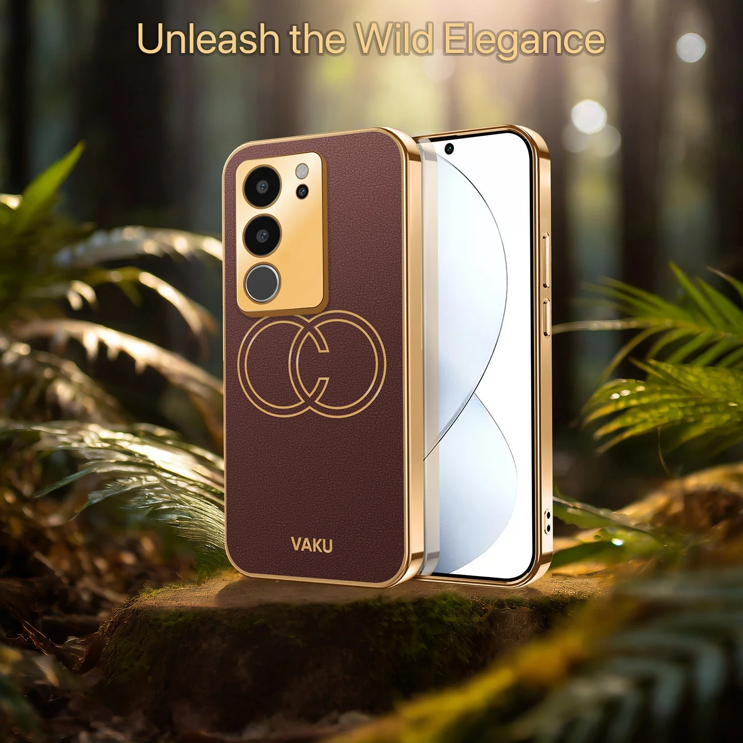 Vaku® Vivo V29 5G Skylar Leather Pattern Gold Electroplated Soft TPU Back Cover - Image 14