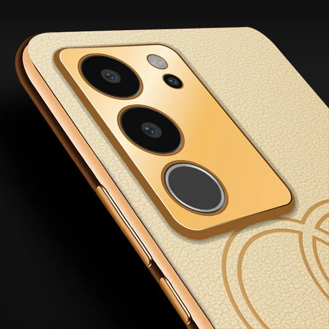 Vaku® Vivo V29 5G Skylar Leather Pattern Gold Electroplated Soft TPU Back Cover - Image 18