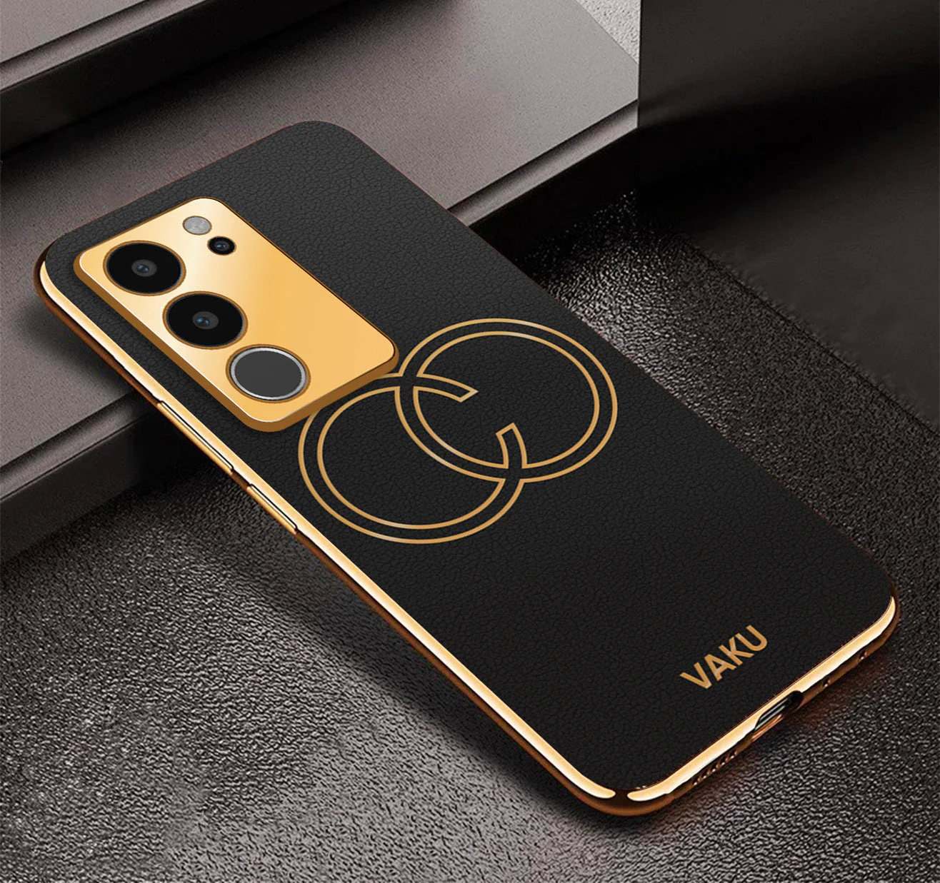 Vaku® Vivo V29 5G Skylar Leather Pattern Gold Electroplated Soft TPU Back Cover - Image 7