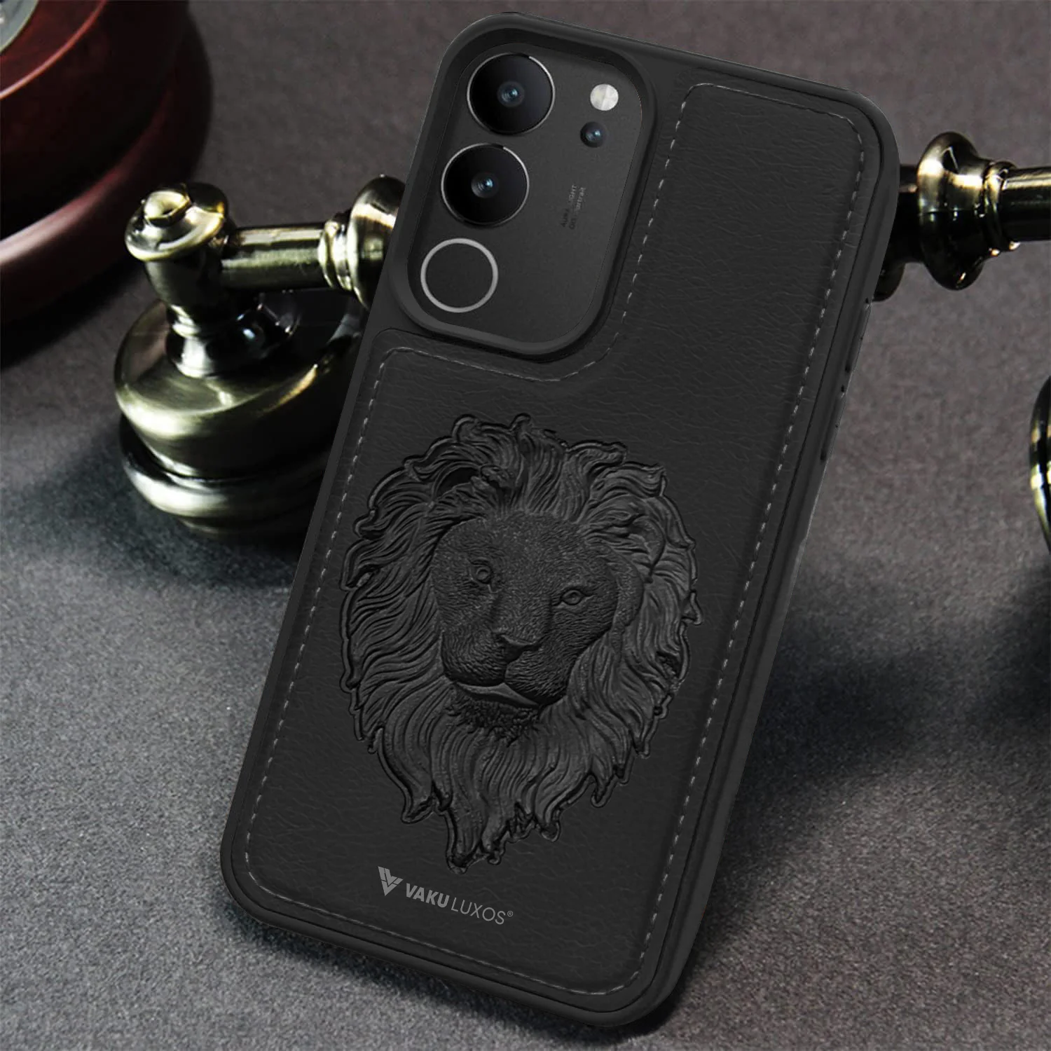 Vaku ® Vivo V29 Pro 5G  Lion Embossed Luxury Designer Leather Back Cover - Image 11