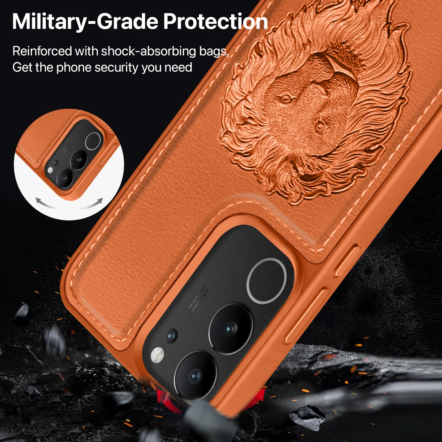Vaku ® Vivo V29 Pro 5G  Lion Embossed Luxury Designer Leather Back Cover - Image 7