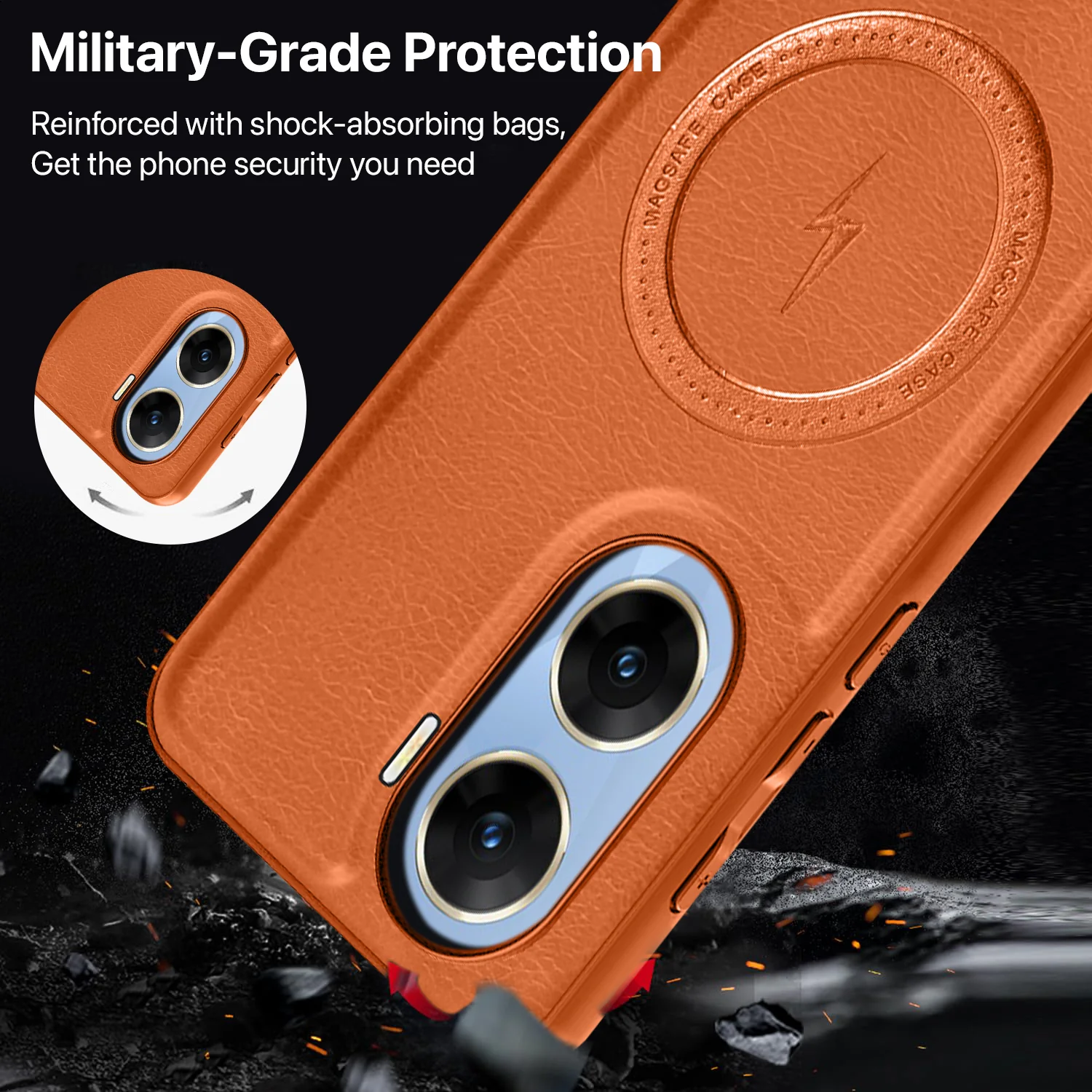 Vaku ® Vivo V29e 5G Maxtron Leather Stitched Magnetic Magsafe Back Cover - Image 5