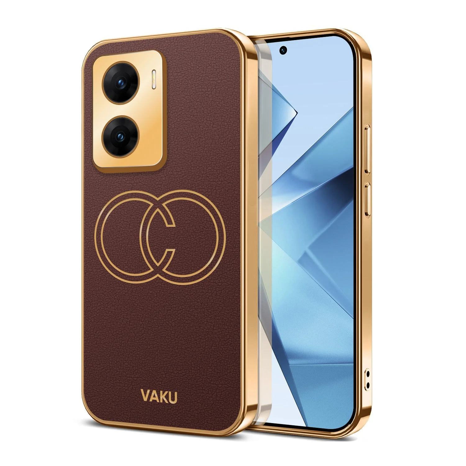 Vaku® Vivo V29e 5G Skylar Leather Pattern Gold Electroplated Soft TPU Back Cover - Image 2