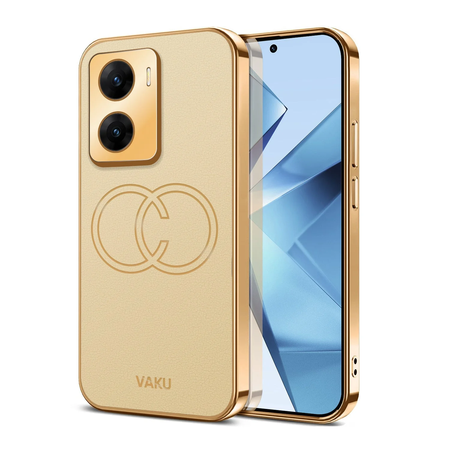 Vaku® Vivo V29e 5G Skylar Leather Pattern Gold Electroplated Soft TPU Back Cover - Image 3